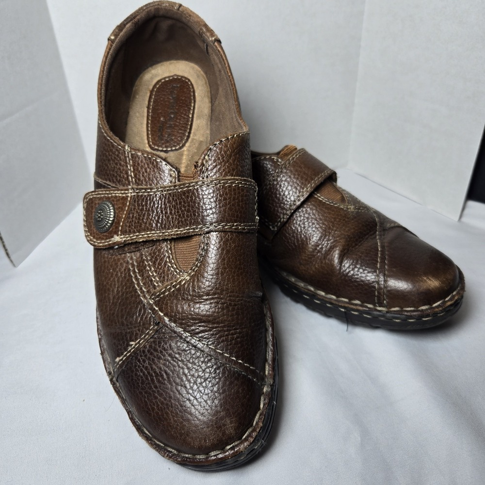 Earth Origins Evelyn Shoes Womens 10W Brown Leather Comfort Hook Loop Monk Strap